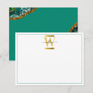 Carte De Correspondance Emerald Green & Gold Agate Parties scintillant Mon