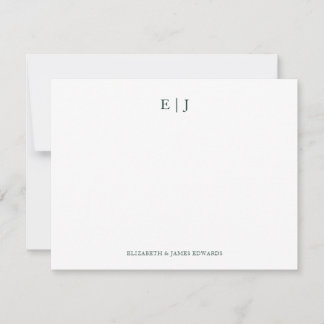 Carte De Correspondance Emerald Green Monogram Initials Personalized