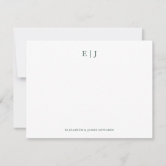 Carte De Correspondance Emerald Green Monogram Initials Personalized (Devant)