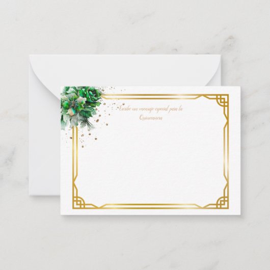 Carte De Correspondance Emerald Green Quinceañera Lluvia de Sobres Note Ca (Dos)