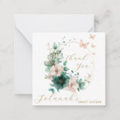 Carte De Correspondance Emerald Green Rose Floral Merci note (Devant)