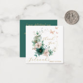 Carte De Correspondance Emerald Green Rose Floral Merci note (Devant/Arrière en situation)