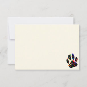 Carte De Correspondance Empreinte de patte de chien avec confettis et crèm