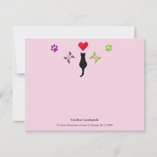Carte De Correspondance Empreintes de Patte de Chat Noir Correspondance Pe