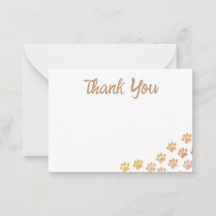 Carte De Correspondance Empreintes de Patte de Chien Peint Merci