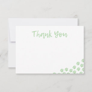 Carte De Correspondance Empreintes de patte de chien vertes Fête d'anniver