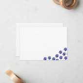 Carte De Correspondance Empreintes de patte de chiot bleu (Devant/Arrière en situation)