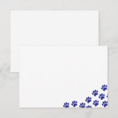 Carte De Correspondance Empreintes de patte de chiot bleu (Devant / Derrière)