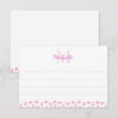 Carte De Correspondance Empreintes de patte de compagnie rose éditable mon (Devant / Derrière)