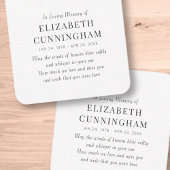 Carte De Correspondance En Mémoire Amoureuse Mémorial Simple