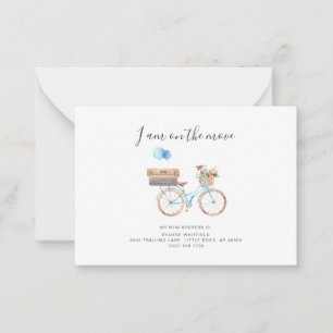 Carte De Correspondance En mouvement Nouvelle Adresse Aquarelle Vélo Movin
