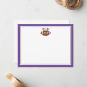 Carte de correspondance en papeterie violette Foot (Devant/Arrière en situation)