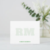 Carte de correspondance en papier à lettres vert f (Debout devant)