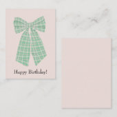 Carte De Correspondance En vichy personnalisable Coquette Bow Blush Annive (Devant / Derrière)