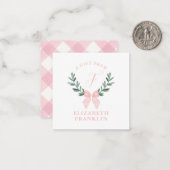 Carte De Correspondance Enclosure de cadeau à ruban gingham aquarelle pers (Devant/Arrière en situation)