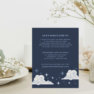 Carte De Correspondance Enclosure de mariage céleste Lune et Étoiles Bleue