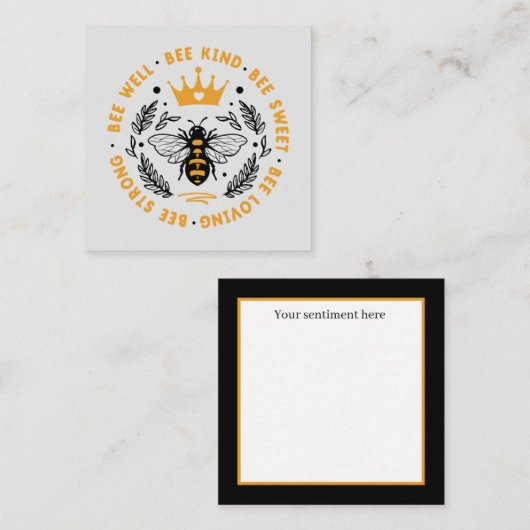 Carte De Correspondance encouragements mignons abeille ajouter du sentimen (Devant / Derrière)