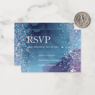 Carte De Correspondance encre d'alcool bleu et violet avec mystique de par