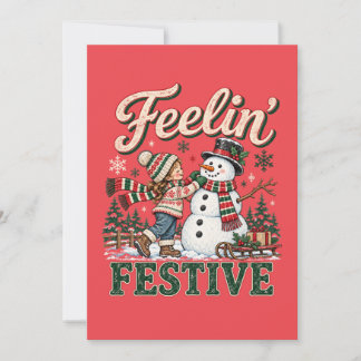 Carte De Correspondance Enfant qui sent Noël Festif Bonhomme de Neige