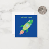 Carte De Correspondance Enfantin fusée spatiale verte personnalisée (Devant/Arrière en situation)