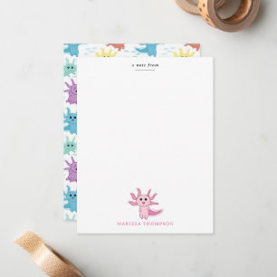 Carte De Correspondance Enfants Axolotl Mignons Salamandre Fille