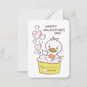 Carte De Correspondance Enfants Canard Bain Moussant Cœurs Saint Valentin