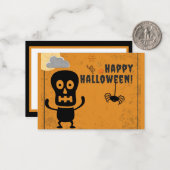 Carte De Correspondance Enfants Halloween Éffrayant Squelette (Devant/Arrière en situation)