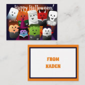 Carte De Correspondance Enfants Halloween joyeux Monstres de caricatures m (Devant / Derrière)