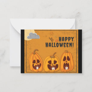 Carte De Correspondance Enfants Happy Halloween Citrouille Éffrayant