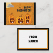 Carte De Correspondance Enfants Joyeux Halloween Citrouille Effrayante (Devant / Derrière)