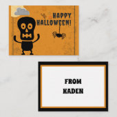 Carte De Correspondance Enfants Joyeux Halloween squelette effrayant (Devant / Derrière)