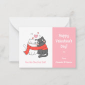 Carte De Correspondance Enfants mignons Cool Chat Valentines Jour rose (Devant)
