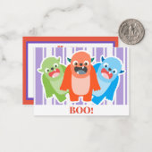 Carte De Correspondance Enfants Monstres Mignons Halloween (Devant/Arrière en situation)