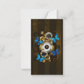 Carte De Correspondance Engrenages à vapeur et papillons bleus (Devant)