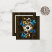 Carte De Correspondance Engrenages à vapeur et papillons bleus (Devant/Arrière en situation)