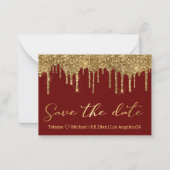 Carte De Correspondance enregistrer la date parties scintillant de goutte (Devant)