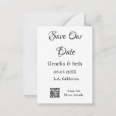 Carte De Correspondance Enregistrer la date simple minimum détails du code (Dos)