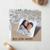 Carte De Correspondance Enregistrer Le Mariage Date Beach (Devant/Arrière en situation)