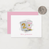 Carte De Correspondance Enseignant de 2e année blanc Carnet préppie café (Devant/Arrière en situation)