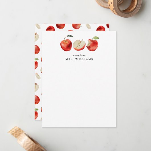 Carte De Correspondance Enseignant des pommes (Devant/Arrière en situation)