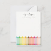 Carte De Correspondance Enseignant Enfants Modernes Crayon Arc-en-Ciel Col (Devant)