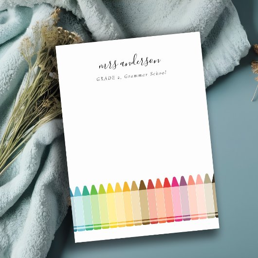 Carte De Correspondance Enseignant Enfants Modernes Crayon Arc-en-Ciel Col