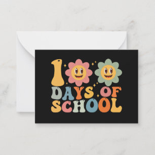 Carte De Correspondance Enseignant Enfants Rétro Groovy 100 Jours D'école