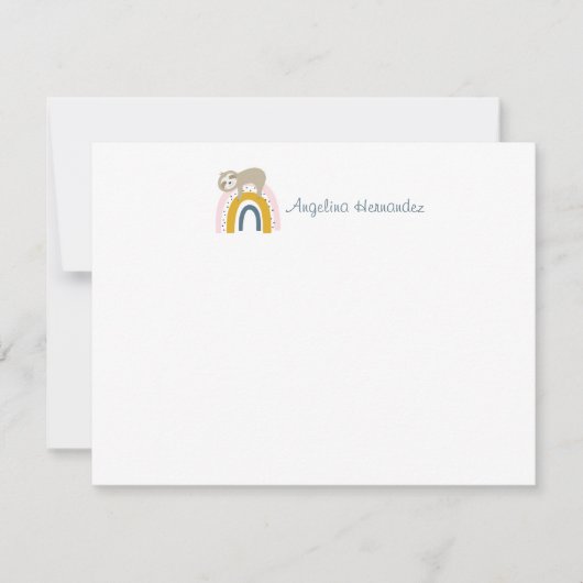 Carte De Correspondance Ensemble de papeterie Sloth Rainbow (Devant)