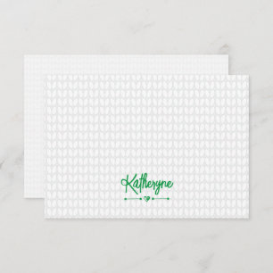 Carte De Correspondance Épinglette de Knit personnalisée verte