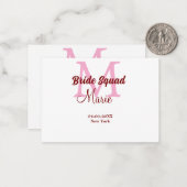 Carte De Correspondance Equipe de mariée ajouter nom monogramme demoiselle (Devant/Arrière en situation)