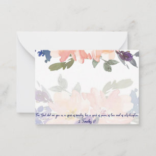 Carte De Correspondance Esprit de pouvoir aquarelle florale Note chrétienn