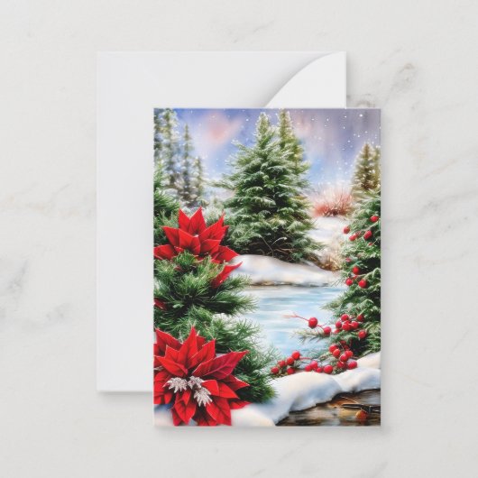 Carte De Correspondance Etang de Noël neigeux budget mini (Devant)