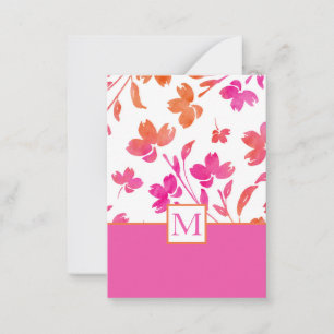 Carte De Correspondance Étapes de fleurs d'aquarelle rose chaud
