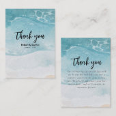 Carte De Correspondance Eté Blue Beach Mariage Merci (Devant / Derrière)